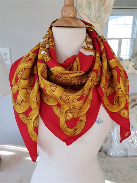 chanel vintage silk scarf|Vintage Chanel Scarf .